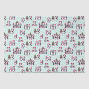 Leuke Pinguïns Patroon Mint Groen en Roze Kerstmis Tissuepapier
