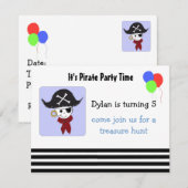 Leuke Piraten Verjaardagsfeest Uitnodiging (Voorkant / Achterkant)