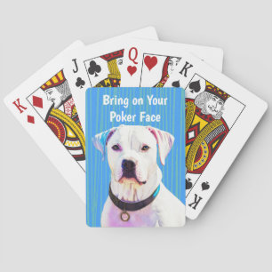 Leuke Pit Bull Mix Hond Kunst Cute Poker Spelend Pokerkaarten