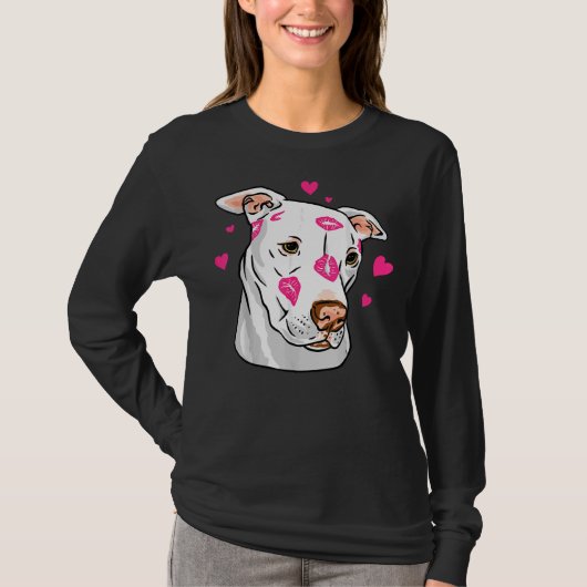 Leuke Pitbull hond liefde en harten grappige pitbu T-shirt (Voorkant)