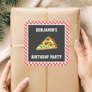 Leuke Pizza Kinderen Verjaardagsfeestje Favor Stic Vierkante Sticker