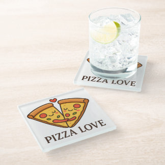 Leuke Pizza Liefde Sticker Glazen Onderzetter