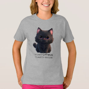 Leuke pluizige zwarte kat t-shirt