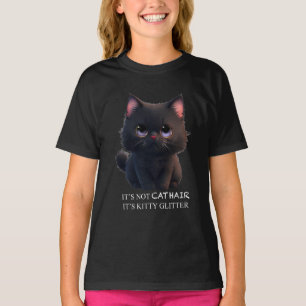 Leuke pluizige zwarte kat t-shirt