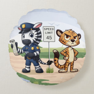 Leuke politie zebra & cheetah rond kussen