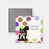 Leuke Polka Dot Black Kitty Cat magneet (Voorkant / Achterkant)