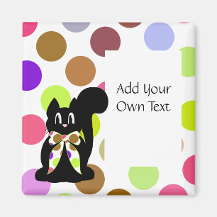 Leuke Polka Dot Black Kitty Cat  magneet