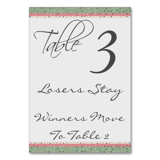 Leuke Polka Dots Stijlvolle Bunco Tafel Kaart #3 (Achterkant)