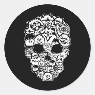 Leuke Pommerse Skull Dog Skelet Halloween Ronde Sticker