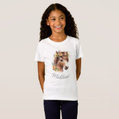 Leuke Pony Custom Script Naam Paard Ruitersport T-shirt (Voorkant volledig)