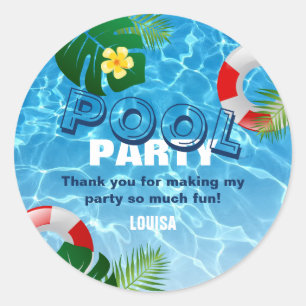 Leuke Poolparty Bedankt Verjaardag Ronde Sticker