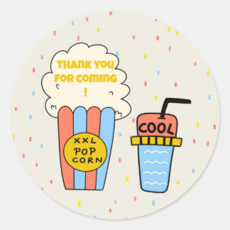 Leuke Popcorn Bioscoop Filmavond Bedankt Ronde Sticker