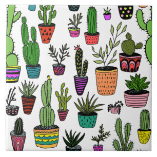 Leuke Potted Planten Kleurrijke Handgemaakte Patro Tegeltje