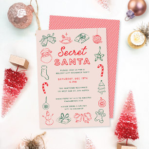 Leuke pret kerst krabbels Secret Santa vakantie Kaart