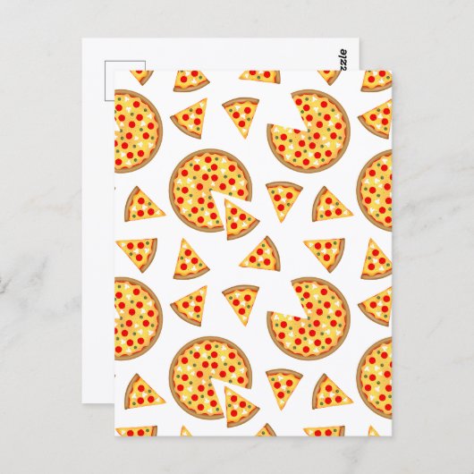 Leuke pret pizza en plakken patroon op wit briefkaart (Voorkant / Achterkant)