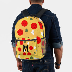 Leuke pret pizza pepperoni champignon Monogram Bedrukte Rugzak