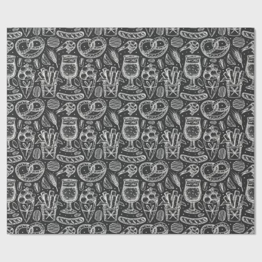 Leuke Pretzels, Kippenvleugels & Bierpatroon Cadeaupapier (Vlak)