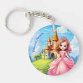 Leuke prinses in een sprookje kasteel gepersonalis sleutelhanger (Voorkant)