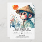 Leuke Printable Monkey Verjaardag Kaart (Voorkant / Achterkant)