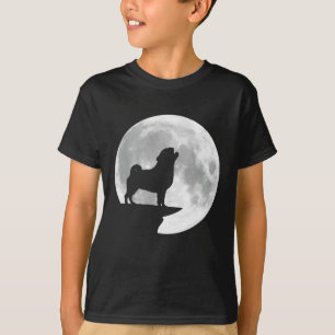 Leuke Pug Huilende Volle Maan Halloween T-shirt