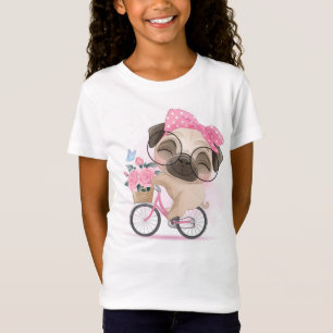 Leuke Pug rijden op een fiets T-shirt