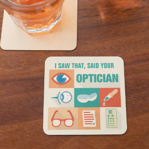 Leuke Pun Zag Dat Uw Opticien Iconisch Ontwerp Vierkante Kartonnen Onderzetter