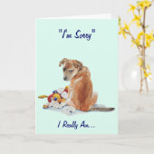 Leuke pup met teddy gezegde sorry kaart (Gele Bloem)