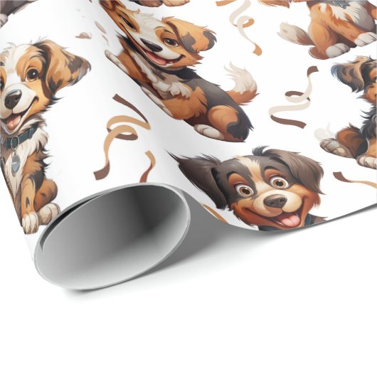 Leuke puppy bruin lint hond huisdier cadeaupapier (Rol Hoek)