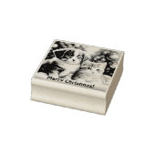 Leuke puppy en kat onder kerstboom 	rubberstempel (Stempel)