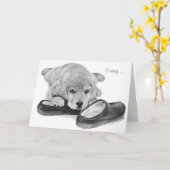 Leuke puppy Golden Retriever met slippers Sorry Kaart (Gele Bloem)