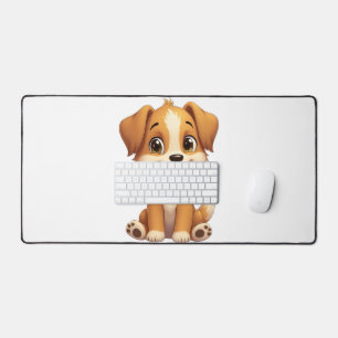 Leuke puppy Het is een lange pad. Bureaumat