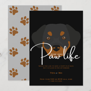 Leuke puppy hond poot life party moderne uitnodigi kaart