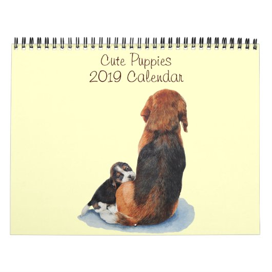 Leuke Puppy Hond Portret Schilderijen Realist Art  Kalender (Hoes)
