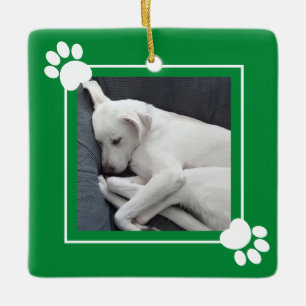 Leuke Puppy Hond Single 1 Fotonaam en Bericht Keramisch Ornament