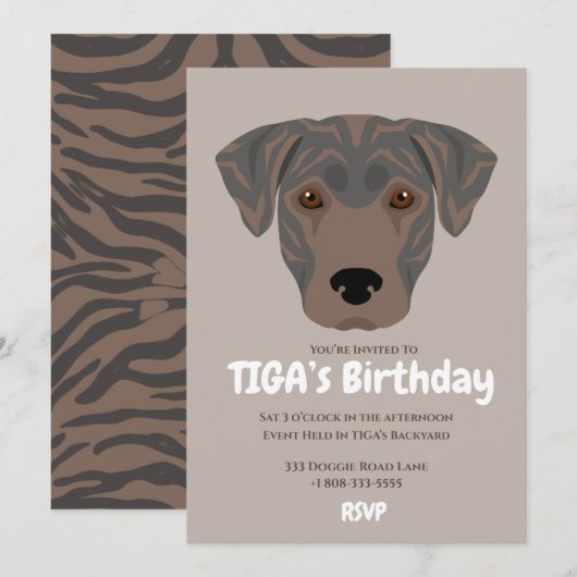 Leuke puppy hond TIGA's feest Kaart (Voorkant / Achterkant)