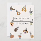 Leuke Puppy Honden Pawty Verjaardagsfeestje Kaart (Achterkant)