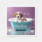 Leuke puppy in een badkuip met zeepbellen servet (Voorkant)