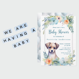 Leuke Puppy Lichtbruin Jongen Baby shower Kaart