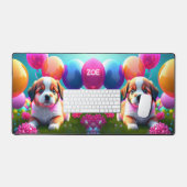 Leuke puppy met ballonnen bureaumat (Keyboard & Muis)