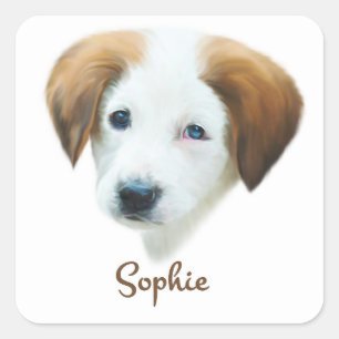 Leuke puppy "Sophie" Vierkante Sticker
