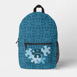 Leuke Puzzelstukken in Blauw & Motto Bedrukte Rugzak
