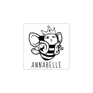 Leuke Queen Bee Crown Wood Art Stamp Rubberstempel