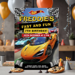 Leuke race auto verjaardagsfeestje kaart