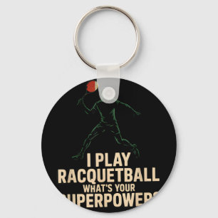 Leuke racquetball-superkracht retro-poster met F Sleutelhanger