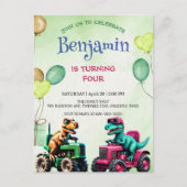 Leuke Rawr dinosaurus tractor vrachtwagen ballon V Briefkaart (Voorkant)