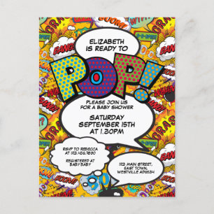 Leuke Ready to Pop Baby Shower-stripboek Uitnodiging Briefkaart