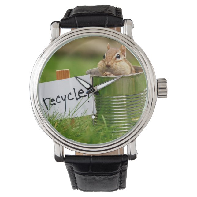 Leuke recycling Chipmunk Horloge (Voorkant)