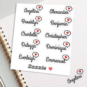 Leuke Red Heart Speech Bubble Guest List 10 namen Sticker