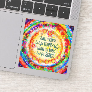 Leuke regenbogen en sterren Quote Kleurrijke Inspi Sticker