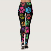 Leuke regenboog gekleurde hond en kat poot print leggings (Achterkant)